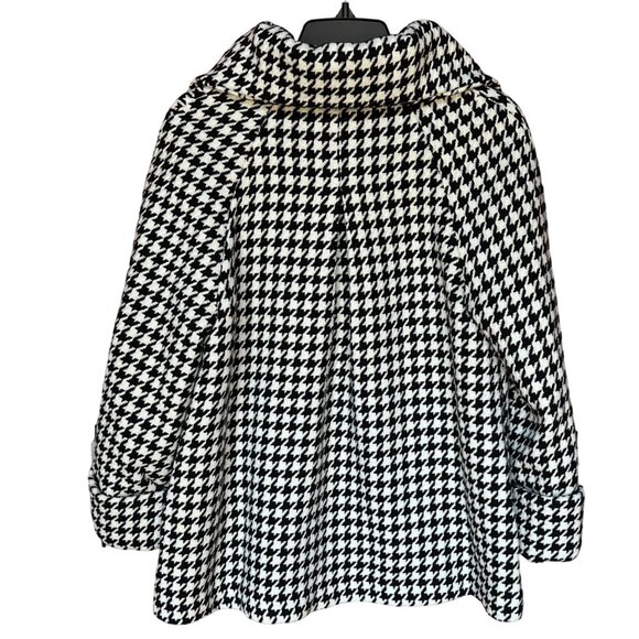 Darling Womens Karmen Black White Houndstooth Swing Jacket Double Collar Med - Picture 2 of 16